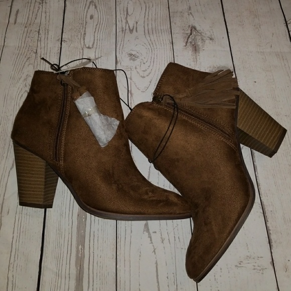 Merona Shoes - Merona Brown Suede Like Tassel Boots 8/8.5 NEW